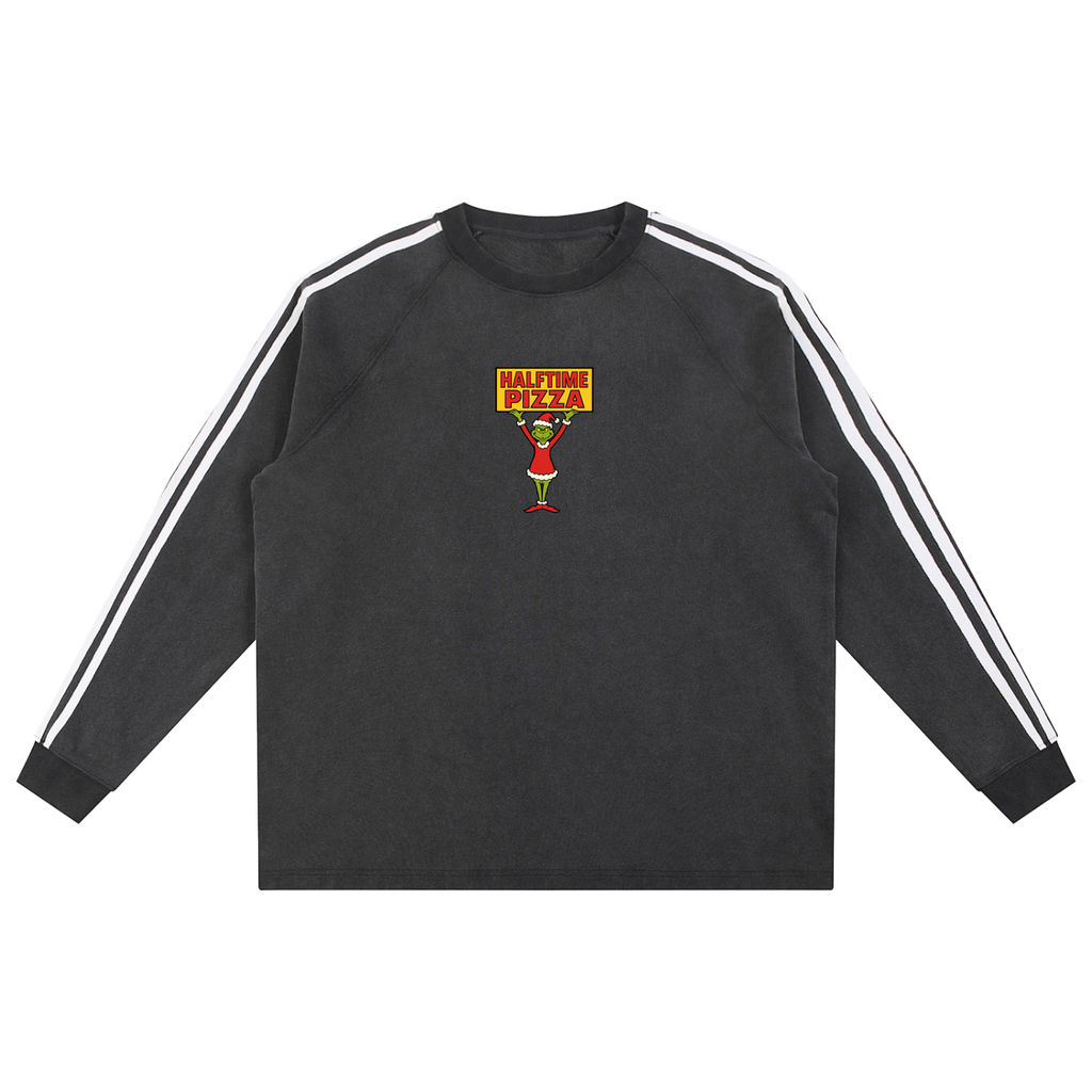 Pizza Grinch Striped Crewneck